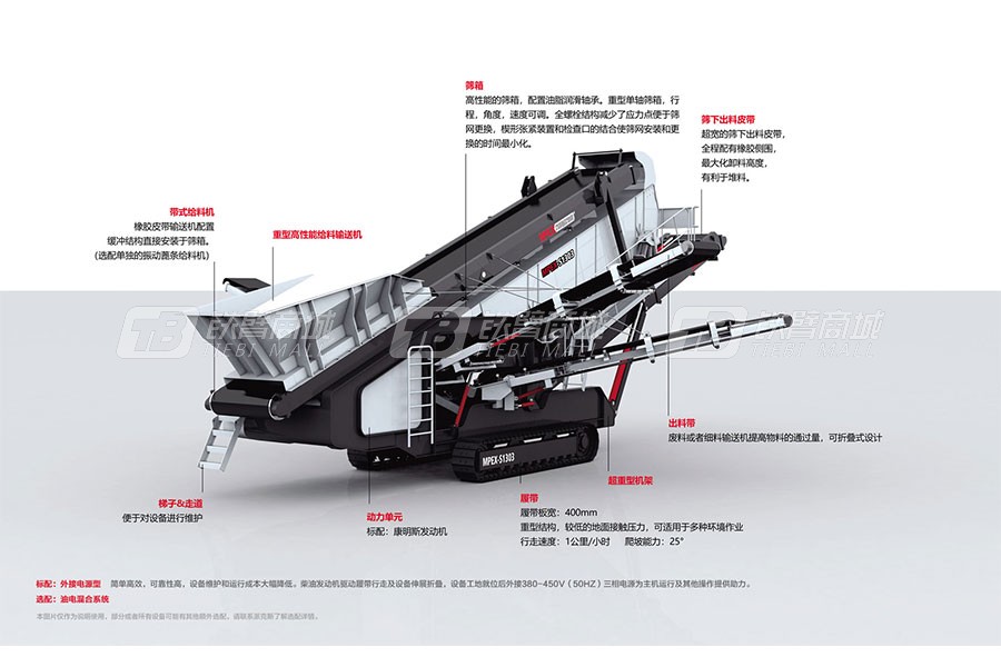 派克斯S1303履带移动倾斜式筛分机
